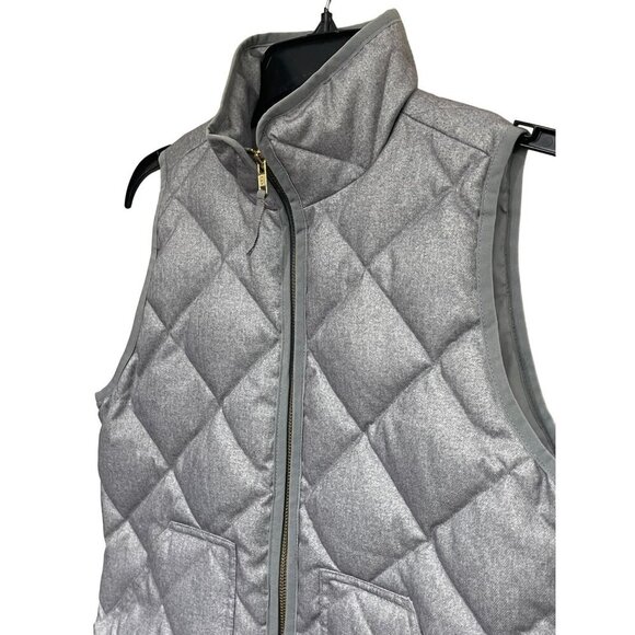 J.Crew Women's Light‎ Grey Quilted Down Puffer Vest Size XXS - Picture 3 of 11